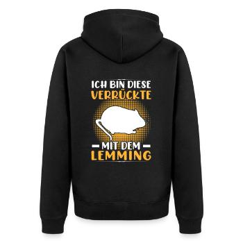 Crazy with Lemming Vole Lemming - Unisex Premium Organic Zip Hoodie - black - Back - Nico (187cm)