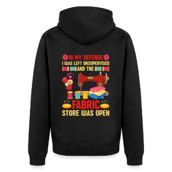 Quilt Knitting Crochet Sewing Machine Fabric - Unisex Premium Organic Zip Hoodie - black - Back - Nico (187cm)