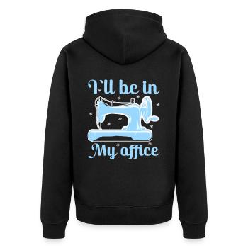 Quilt Knitting Crochet Sewing Machine Fabric - Unisex Premium Organic Zip Hoodie - black - Back - Nico (187cm)