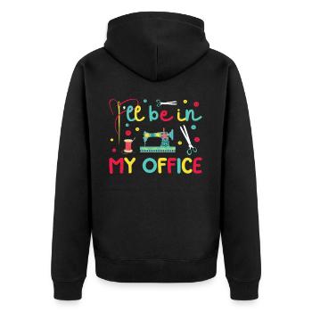 Quilt Knitting Crochet Sewing Machine Fabric - Unisex Premium Organic Zip Hoodie - black - Back - Nico (187cm)