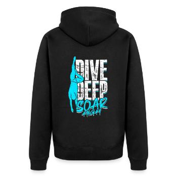 Diver Scuba Diving Dive Deep Soar High - Unisex Premium Organic Zip Hoodie - black - Back - Nico (187cm)