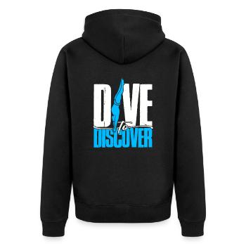 Taucher Sporttauchen Tauchen Dive To Discover - Unisex Premium Bio Zip Hoodie - Schwarz - Hinten - Nico (187cm)