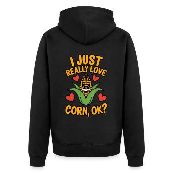 Corn on the cob saying corn funny corn on the cob gift - Unisex Premium Organic Zip Hoodie - black - Back - Nico (187cm)