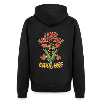 Corn on the cob saying corn funny corn on the cob gift - Unisex Premium Organic Zip Hoodie - black - Back - Nico (187cm)
