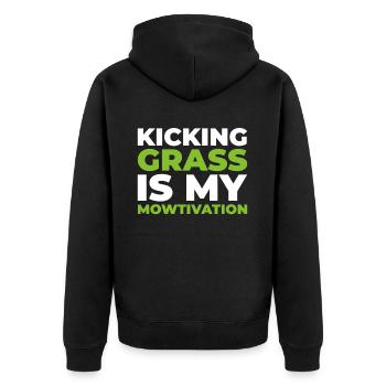 Rasenmäher Mähen - Unisex Premium Bio Zip Hoodie - Schwarz - Hinten - Nico (187cm)