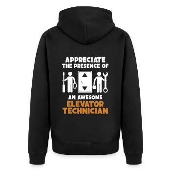Appreciate Presence Of Awesome Elevator - Unisex Premium Organic Zip Hoodie - black - Back - Nico (187cm)