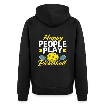 Les gens heureux jouent au pickleball - Veste à capuche bio Premium Unisexe - noir - Dos - Nico (187cm)