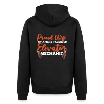 Proud Wife Of An Elevator Mechanic Repair - Unisex Premium Organic Zip Hoodie - black - Back - Nico (187cm)