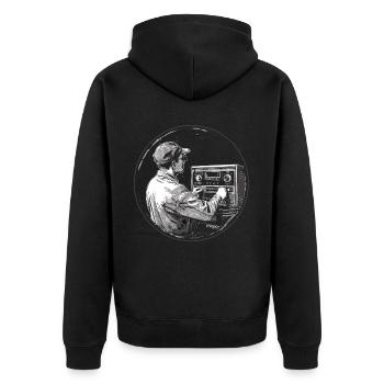 Stolzer Amateurfunk-betreiber - Unisex Premium Bio Zip Hoodie - Schwarz - Hinten - Nico (187cm)