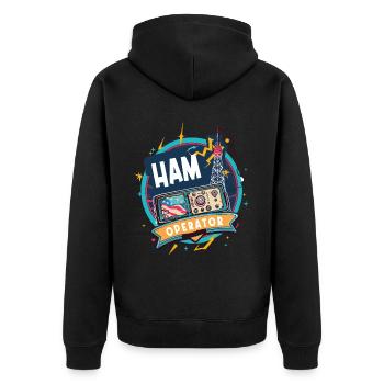 Stolzer Amateurfunk-betreiber - Unisex Premium Bio Zip Hoodie - Schwarz - Hinten - Nico (187cm)