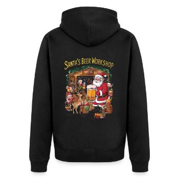 Bier Ugly Christmas Weihnachten Xmas Santa Claus - Unisex Premium Bio Zip Hoodie - Schwarz - Hinten - Nico (187cm)