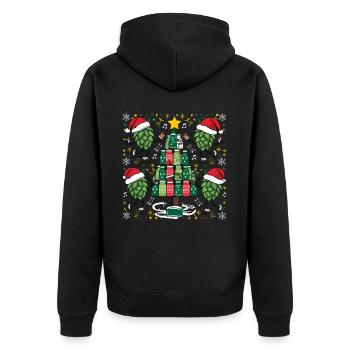 Bier Weihnachten Ugly Christmas Xmas Saufen Trinke - Unisex Premium Bio Zip Hoodie - Schwarz - Hinten - Nico (187cm)