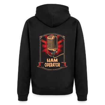 Stolzer Amateurfunk-betreiber - Unisex Premium Bio Zip Hoodie - Schwarz - Hinten - Nico (187cm)