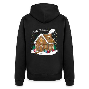 Bier Weihnachten Ugly Christmas Xmas Saufen Trinke - Unisex Premium Bio Zip Hoodie - Schwarz - Hinten - Nico (187cm)