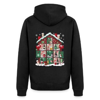 Bier Weihnachten Ugly Christmas Xmas Saufen Trinke - Unisex Premium Bio Zip Hoodie - Schwarz - Hinten - Nico (187cm)