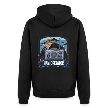 Stolzer Amateurfunk-betreiber - Unisex Premium Bio Zip Hoodie - Schwarz - Hinten - Nico (187cm)