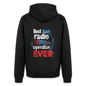 Stolzer Amateurfunk-betreiber - Unisex Premium Bio Zip Hoodie - Schwarz - Hinten - Nico (187cm)