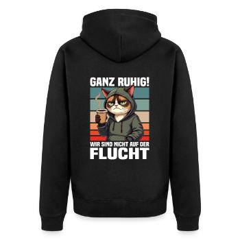 Calm down! We're not on the run cat - Unisex Premium Organic Zip Hoodie - black - Back - Nico (187cm)