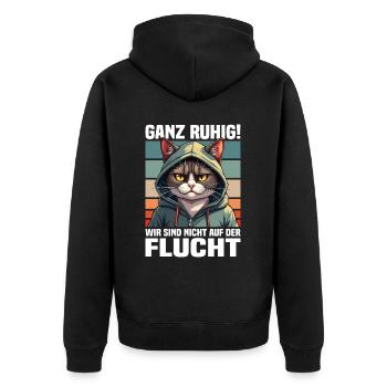 Calm down! We're not on the run cat - Unisex Premium Organic Zip Hoodie - black - Back - Nico (187cm)