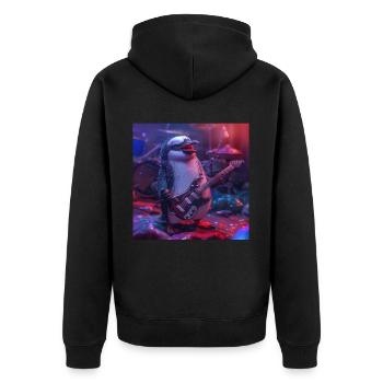 Penguin - Unisex Premium Organic Zip Hoodie - black - Back - Nico (187cm)