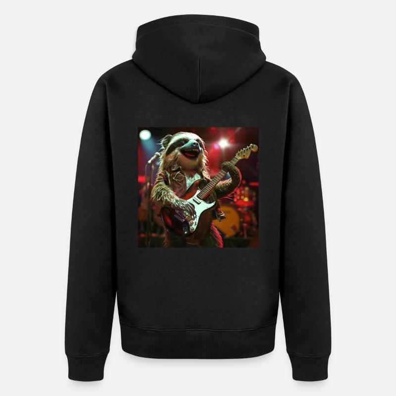 Faultier - Unisex Premium Bio Zip Hoodie - Schwarz