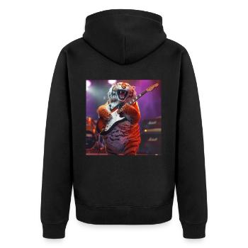 Tiger - Unisex Premium Organic Zip Hoodie - black - Back - Nico (187cm)