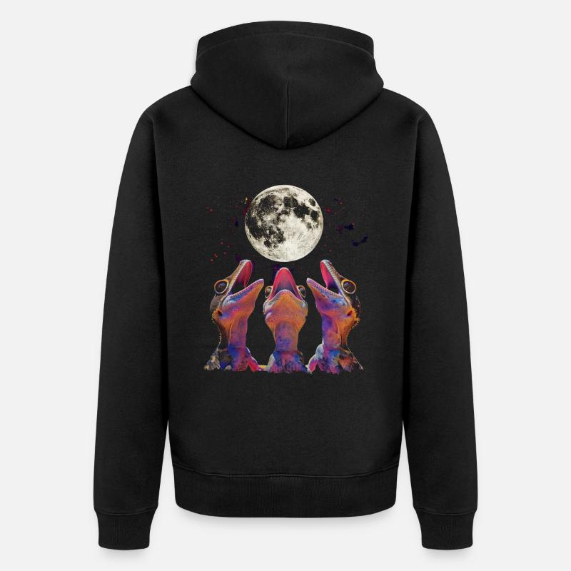 Lézard huppé Lune hurlante - Veste à capuche bio Premium Unisexe - noir
