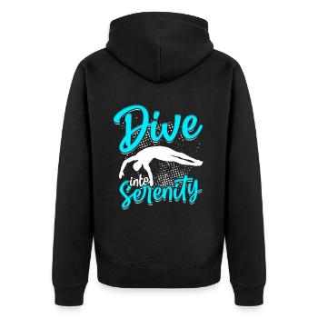 Taucher Sporttauchen Tauchen - Unisex Premium Bio Zip Hoodie - Schwarz - Hinten - Nico (187cm)