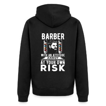 Friseur Haarschneider - Unisex Premium Bio Zip Hoodie - Schwarz - Hinten - Nico (187cm)
