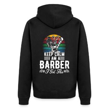Coiffeur Cutter - Veste à capuche bio Premium Unisexe - noir - Dos - Nico (187cm)