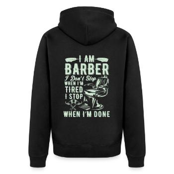 Friseur Haarschneider - Unisex Premium Bio Zip Hoodie - Schwarz - Hinten - Nico (187cm)