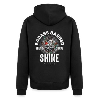Friseur Haarschneider - Unisex Premium Bio Zip Hoodie - Schwarz - Hinten - Nico (187cm)
