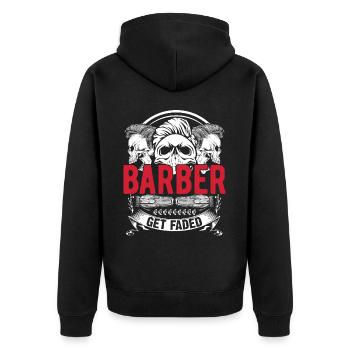 Coiffeur Cutter - Veste à capuche bio Premium Unisexe - noir - Dos - Nico (187cm)