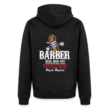 Coiffeur Cutter - Veste à capuche bio Premium Unisexe - noir - Dos - Nico (187cm)