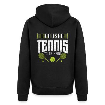 Funny Tennis Player Racket I - Unisex Premium Bio Zip Hoodie - Schwarz - Hinten - Nico (187cm)