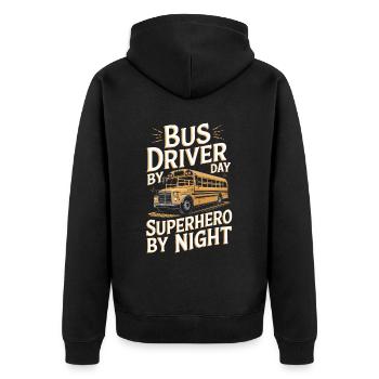 Bus Bus Driver - Unisex Premium Organic Zip Hoodie - black - Back - Nico (187cm)