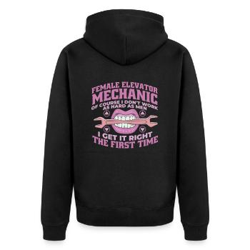 Ich mache es beim ersten Mal richtig Inspektor Aufzug - Unisex Premium Bio Zip Hoodie - Schwarz - Hinten - Nico (187cm)