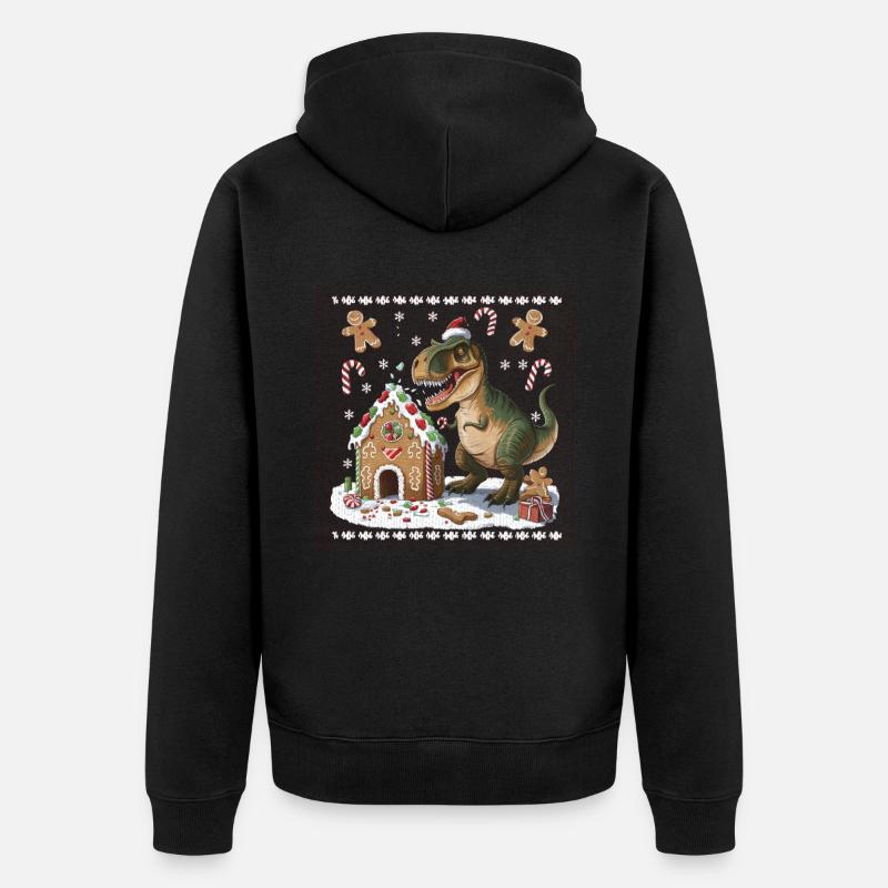 Dinosaure Moche Noël Noël Trex - Veste à capuche bio Premium Unisexe - noir