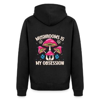 Mushroom Foraging Hunter Mushrooms Is My Obsession - Unisex Premium Bio Zip Hoodie - Schwarz - Hinten - Nico (187cm)