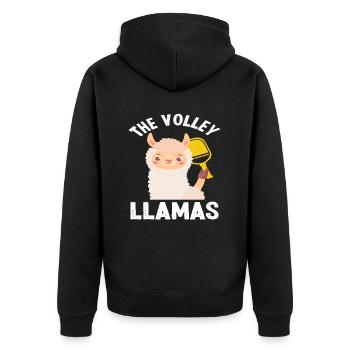The Volley Llamas Volleyball Funny Llama - Unisex Premium Organic Zip Hoodie - black - Back - Nico (187cm)