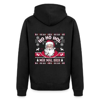 Bier Ugly Christmas Weihnachten Xmas Santa Claus - Unisex Premium Bio Zip Hoodie - Schwarz - Hinten - Nico (187cm)