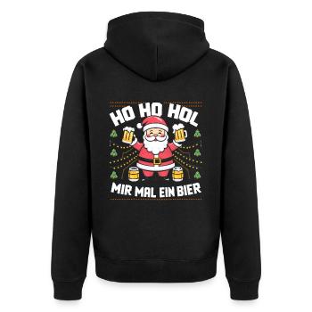 Bier Ugly Christmas Weihnachten Xmas Santa Claus - Unisex Premium Bio Zip Hoodie - Schwarz - Hinten - Nico (187cm)