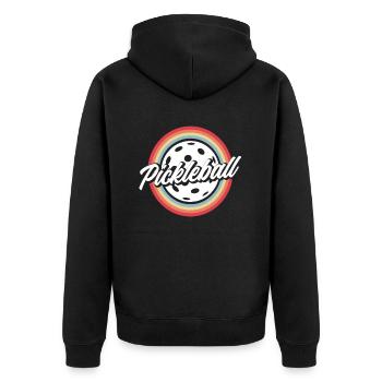 Pickleball Retro Rainbow Style - Unisex Premium Organic Zip Hoodie - black - Back - Nico (187cm)
