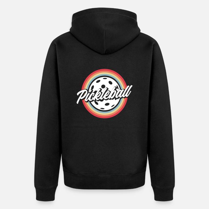 Pickleball Retro Rainbow Style - Veste à capuche bio Premium Unisexe - noir