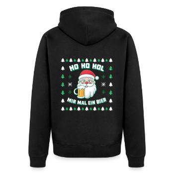 Bier Ugly Christmas Weihnachten Xmas Santa Claus - Unisex Premium Bio Zip Hoodie - Schwarz - Hinten - Nico (187cm)