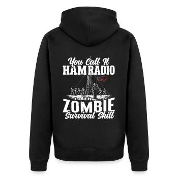 Stolzer Amateurfunk-betreiber - Unisex Premium Bio Zip Hoodie - Schwarz - Hinten - Nico (187cm)