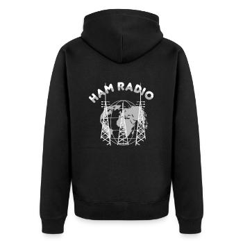 Stolzer Amateurfunk-betreiber - Unisex Premium Bio Zip Hoodie - Schwarz - Hinten - Nico (187cm)