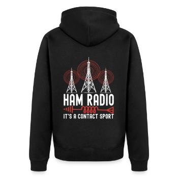 Proud amateur radio operator - Unisex Premium Organic Zip Hoodie - black - Back - Nico (187cm)