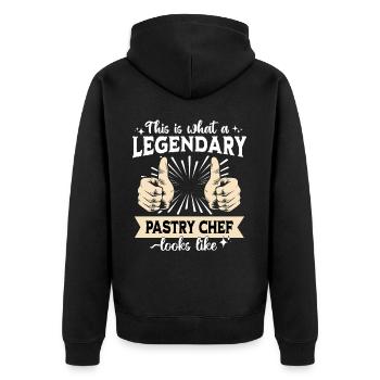 Legendary Pastry Chef - Unisex Premium Organic Zip Hoodie - black - Back - Nico (187cm)