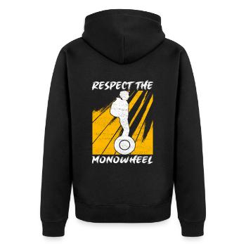 EUC Monowheel - Unisex Premium Bio Zip Hoodie - Schwarz - Hinten - Nico (187cm)